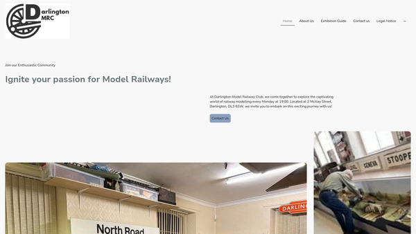 Screenshot of the Darlington Model Railway Club website