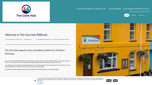 Screenshot of the The Care Hub Millbrook website