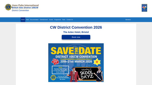 Screenshot of the Lions Clubs International District 105cw Foundation (CIO) website