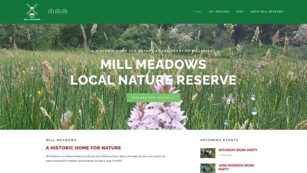 Screenshot of the Mill Meadows Lnr website