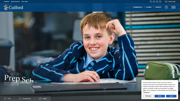 Screenshot of the Culford Preparatory School Parents Association website