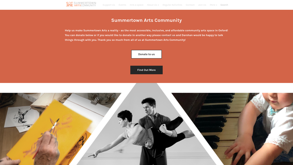 Screenshot of the Summertown Arts Community website