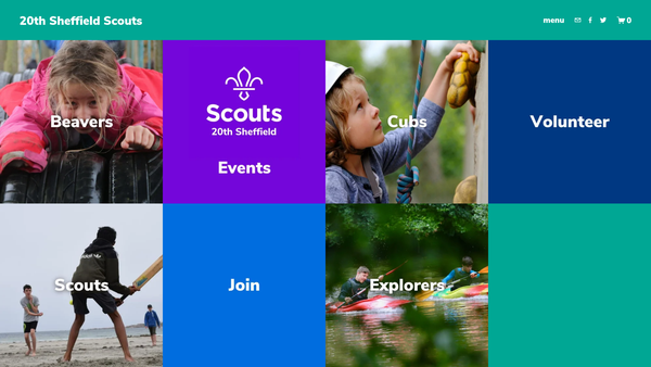 Screenshot of the 20th Sheffield (Ecclesall Church) Scout Group website