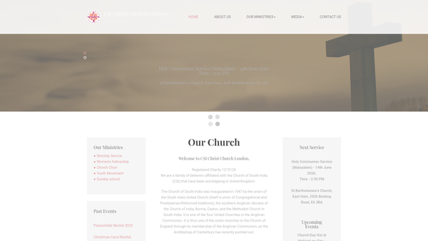 Screenshot of the Csi Christ Church London website