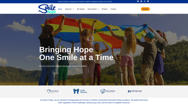 Screenshot of the Smile Of Hope website