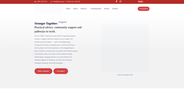 Screenshot of the Unity Of Migrant Workers website