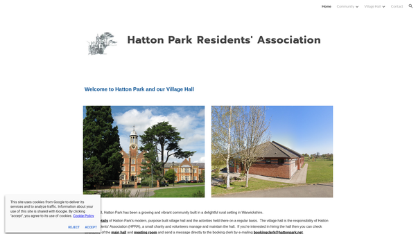 Screenshot of the Hatton Park Residents Association website