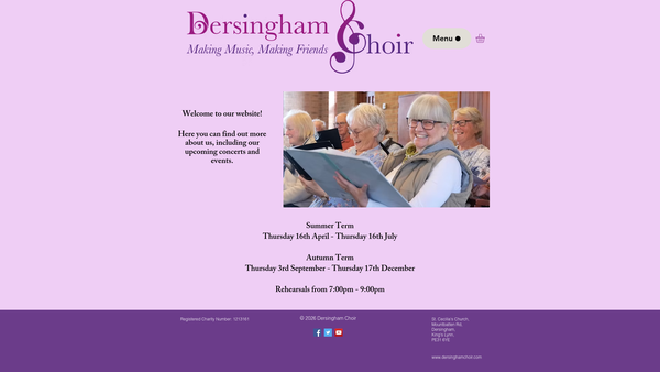 Screenshot of the Dersingham Choir website