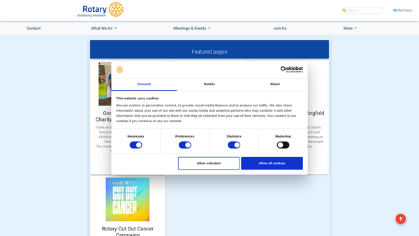 Screenshot of the Rotary Club Of Godalming Woolsack Trust Fund CIO website