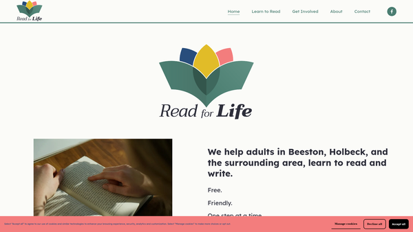 Screenshot of the Read For Life website
