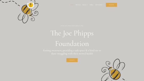 Screenshot of the The Joe Phipps Foundation website