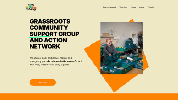 Screenshot of the Oxford Mutual Aid website