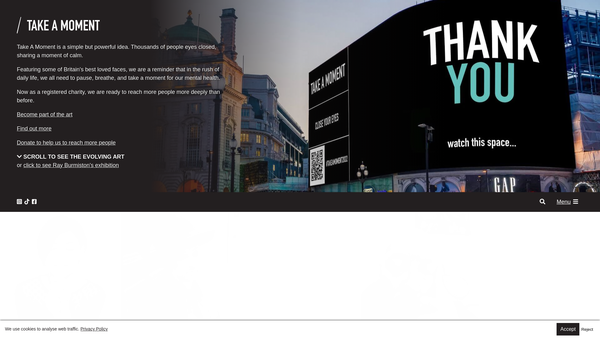 Screenshot of the Take A Moment website