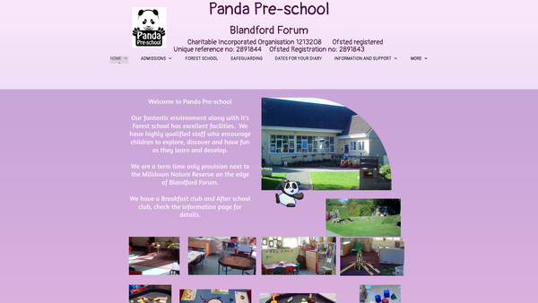 Screenshot of the Panda Preschool (Blandford Forum) website