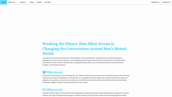 Screenshot of the Silent Storms website