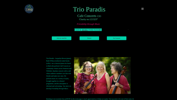 Screenshot of the Cafe Concerts CIO website