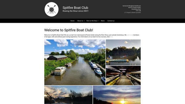 Screenshot of the Spitfire Boat Club website
