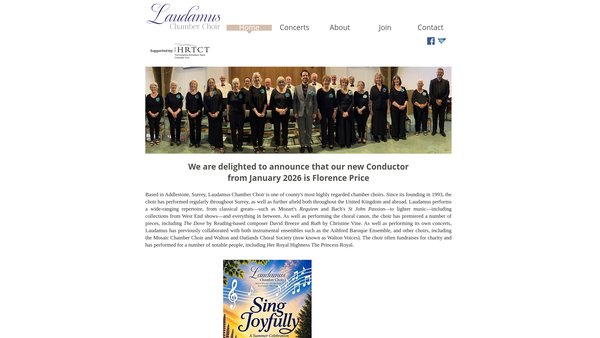Screenshot of the Laudamus Chamber Choir website