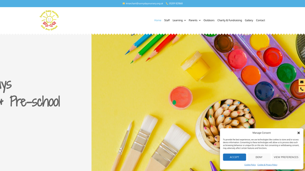 Screenshot of the Sunny Days Nursery And Pre-School website