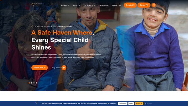 Screenshot of the Cpt. Muazzam Ali Shaheed Welfare Foundation website