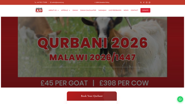 Screenshot of the Ansar Aid website