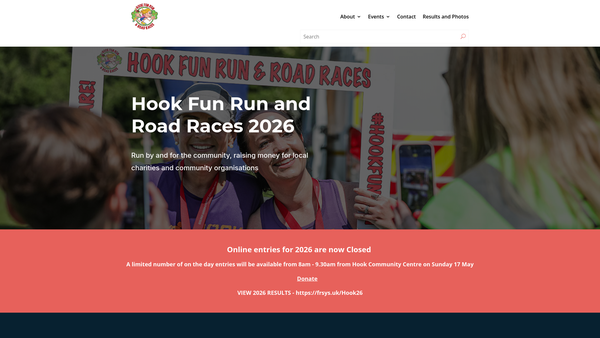 Screenshot of the The Hook Fun Run website