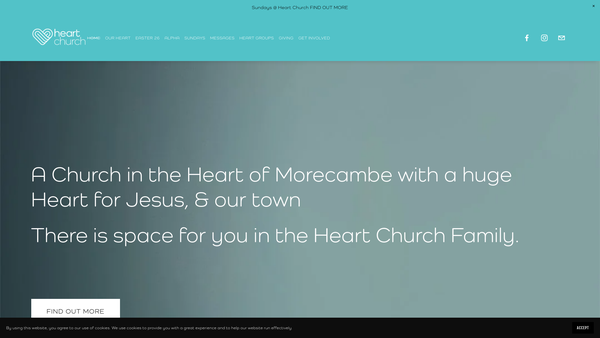 Screenshot of the Heart Church Lancashire website