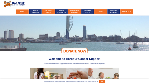 Screenshot of the Harbour Cancer Support website