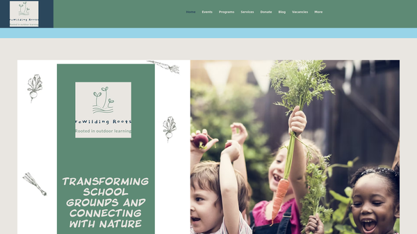 Screenshot of the Rewilding Roots website