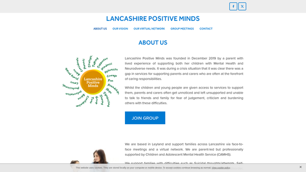 Screenshot of the Lancashire Positive Minds website
