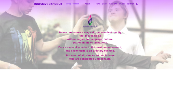 Screenshot of the Inclusive Dance UK website
