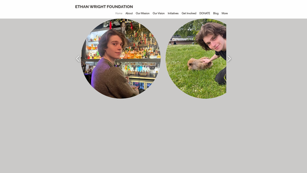 Screenshot of the Ethan Wright Foundation website