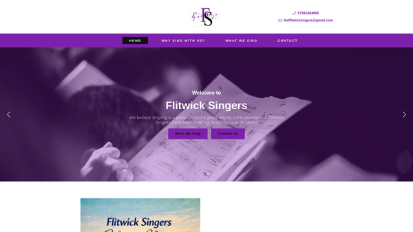 Screenshot of the Flitwick Singers website