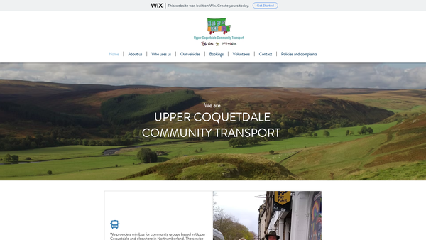 Screenshot of the Upper Coquetdale Community Transport website