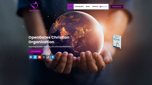 Screenshot of the Opengates Christian Organisation website