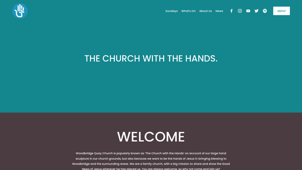 Screenshot of the Woodbridge Quay Church website