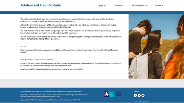 Screenshot of the Adolescent Health Study website