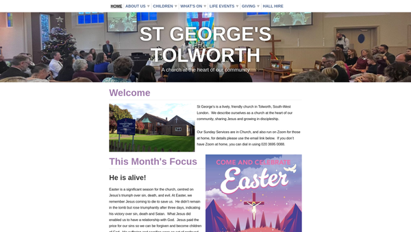 Screenshot of the Tolworth St George's Church website