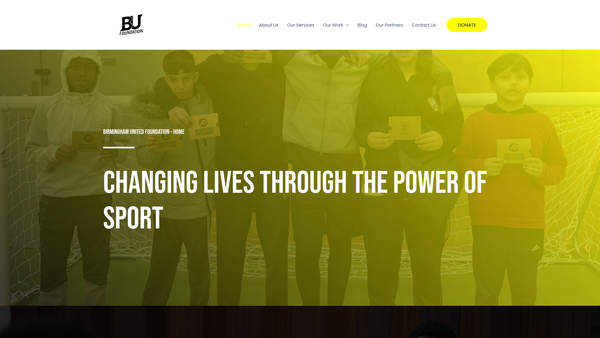 Screenshot of the Birmingham United Foundation CIO website