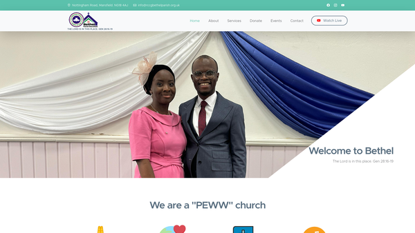 Screenshot of the The Redeemed Christian Church Of God (Rccg) Bethel Parish Mansfield website