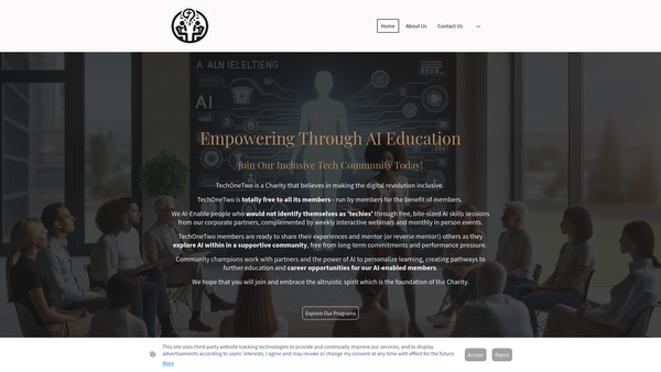 Screenshot of the Techonetwo website