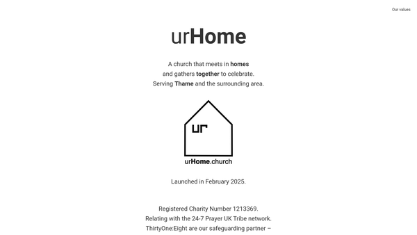 Screenshot of the Urhome.church website