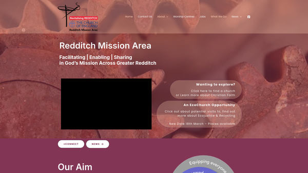 Screenshot of the Redditch Mission Area website
