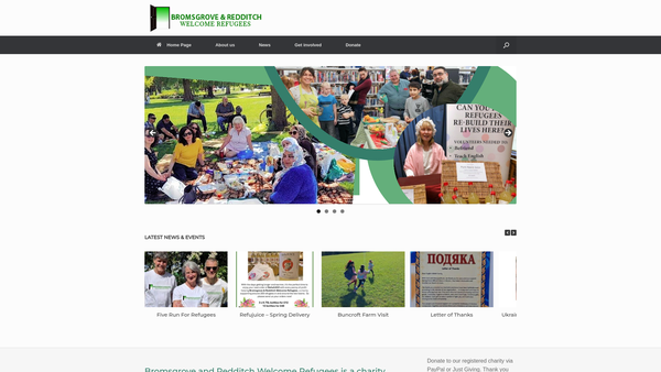 Screenshot of the Bromsgrove And Redditch Welcome Refugees website