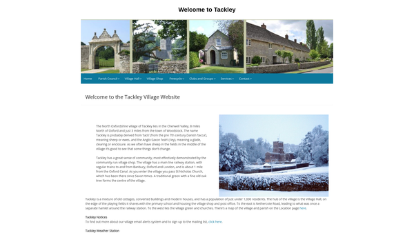 Screenshot of the Tackley Village Memorial Hall website