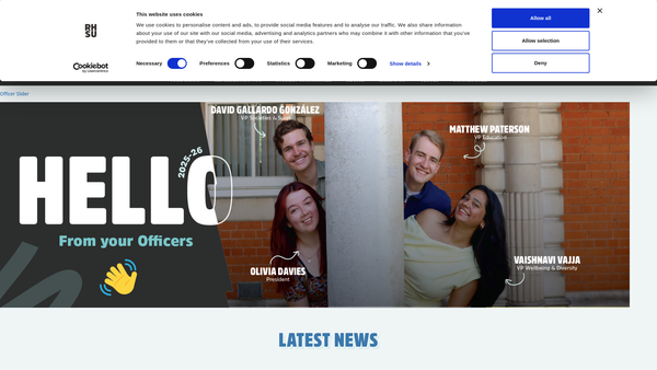 Screenshot of the Royal Holloway, University Of London Students' Union website