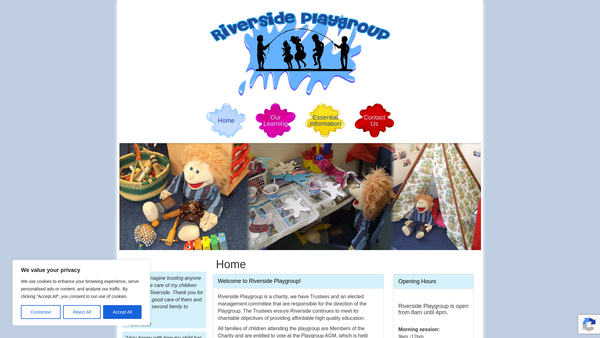 Screenshot of the Riverside Playgroup (Louth) website