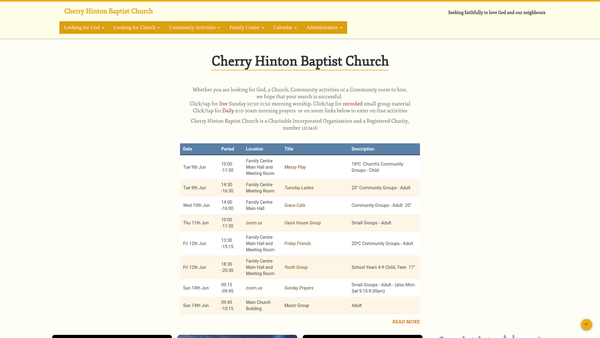 Screenshot of the Cherry Hinton Baptist Church website