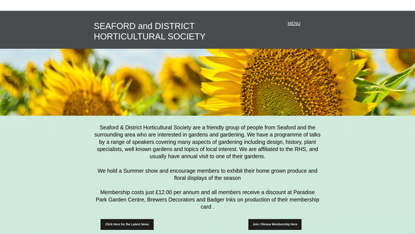 Screenshot of the Seaford And District Horticultural Society website