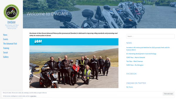 Screenshot of the Dorchester And West Dorset Advanced Motorcyclists website